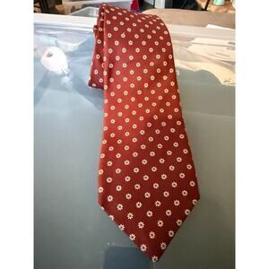 Red Floral Silk Tie Made in Italy Classic Necktie Mens